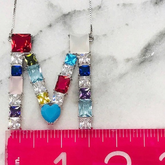 Large Colorful Crystal Initial Necklace-Boutique - Picture 9 of 11